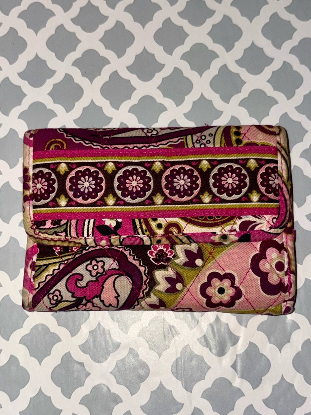 Vera Bradley Pink Multi Quilted Paisley Wallet